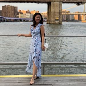 Blue Floral Maxi Dress - very flowy